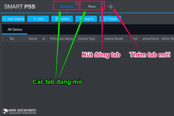 Hướng dẫn đóng mở các tab trên phần mềm Smart PSS