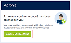 support acronis 2016 email