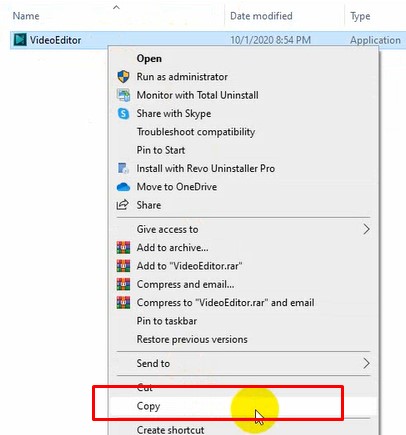 Copy file VideoEditor