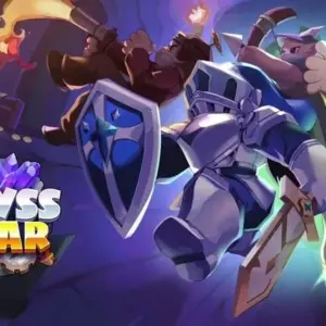 Mô tả hình ảnh: Hình ảnh giao diện chính của game Abyss & War với tông màu tối và nhân vật chính đang chuẩn bị chiến đấu.
