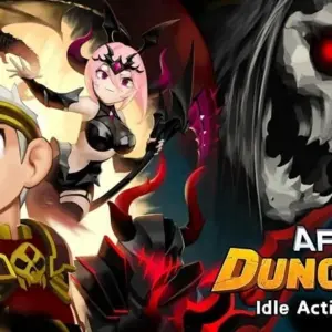 Alt text: Hình ảnh giao diện game AFK Dungeon với các nhân vật chiến đấu.
