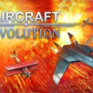 Mô tả ảnh: Hình ảnh game Aircraft Evolution với một chiếc máy bay đang bay trên bầu trời đầy bom đạn