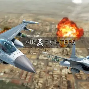 Mô tả hình ảnh: Hình ảnh giao diện game AirFighters với một chiếc máy bay chiến đấu đang bay trên bầu trời.