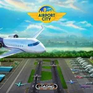 Mô tả hình ảnh: Giao diện game Airport City với sân bay và máy bay