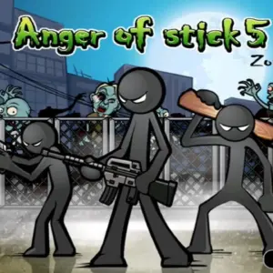 mô tả hình ảnh: Hình ảnh giới thiệu game Anger of Stick 5 với nhân vật stickman cầm súng