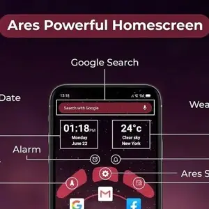 Mô tả hình ảnh: Giao diện Ares Launcher Prime với thiết kế hiện đại và đẹp mắt