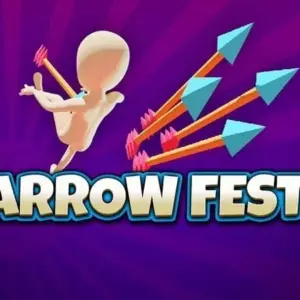mô tả hình ảnh: Giao diện game Arrow Fest với rất nhiều mũi tên đang di chuyển