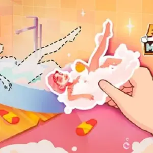 mô tả hình ảnh: Giao diện game Art Master với bức tranh một cô gái đang cầm ô