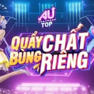 Mô tả ảnh: Hình ảnh giao diện game AU TOP với nhân vật nữ đang nhảy