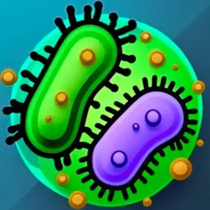 Mô tả ảnh: Giao diện game Bacteria với hình ảnh vi khuẩn đầy màu sắc