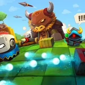 Mô tả ảnh: Hình ảnh giao diện game Battle Bouncers với các nhân vật hoạt hình đầy màu sắc