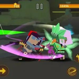 Mô tả hình ảnh về giao diện game Battle Flare với nhân vật chính đang chiến đấu