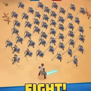Mô tả trận chiến giữa người tiền sử và robot trong Battle Simulator Warfare