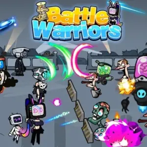 Mô tả hình ảnh: Banner game Battle Warriors với hình ảnh các chiến binh quái vật