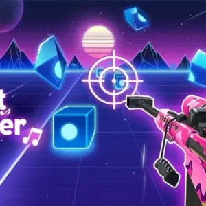 mô tả hình ảnh: Giao diện game Beat Trigger với chú mèo đang bắn súng