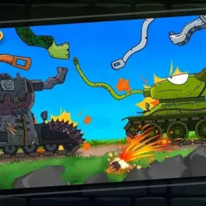 Mô tả hình ảnh: Hình ảnh xe tăng trong game Gerand đang bắn phá.