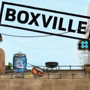 Mô tả hình ảnh: Giao diện bắt đầu game Boxville với hình ảnh một nhân vật hộp các tông.