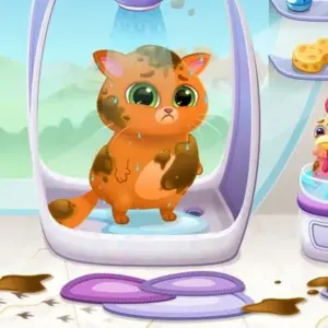 Mô tả hình ảnh về giao diện game Bubbu 2 với chú mèo Bubbu ở trung tâm