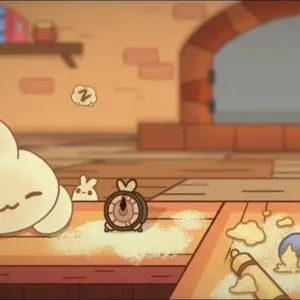 Mô tả hình ảnh: Giao diện game BunnyBuns với hình ảnh chú thỏ đang làm bánh
