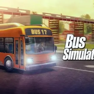 Mô tả hình ảnh: Giao diện game Bus Simulator 17 với hình ảnh xe buýt đang di chuyển trên đường.