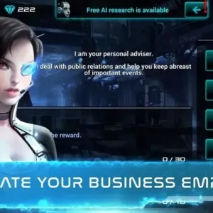 mô tả hình ảnh: Giao diện game Idle Space Business Tycoon với hình ảnh các tòa nhà và phi thuyền vũ trụ
