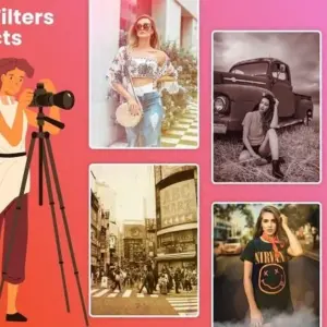 Mô tả hình ảnh: Giao diện ứng dụng Filters App Camera and Effects với nhiều filter ấn tượng