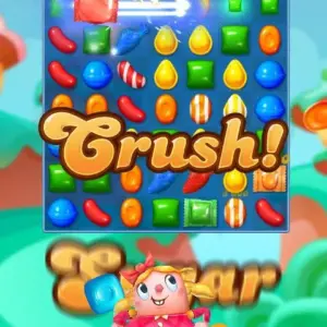 Mô tả hình ảnh: Giao diện game Candy Crush Friends Saga với các viên kẹo đầy màu sắc.