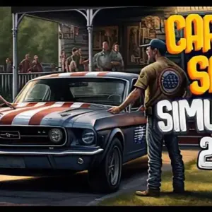 Mô tả hình ảnh: Giao diện game Car Saler Simulator 2023 với hình ảnh một chiếc xe hơi sang trọng.