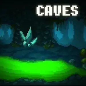 Mô tả hình ảnh: Giao diện game Caves (Roguelike) với nhân vật chính trong bộ giáp hầm hố.