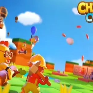 Mô tả hình ảnh: Giao diện game Chicken Clash với hình ảnh lũ gà đang tấn công trang trại bí ngô