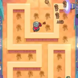 Mô tả hình ảnh: Hình ảnh giao diện game Cookies TD với các loại tháp phòng thủ và quái vật bánh quy