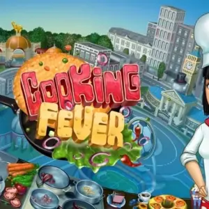 Mô tả hình ảnh: Giao diện game Cooking Fever với hình ảnh các món ăn hấp dẫn.