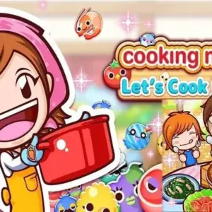 Mô tả hình ảnh: Hình ảnh giới thiệu game Cooking Mama: Let's Cook! với hình ảnh Mama đang nấu ăn.