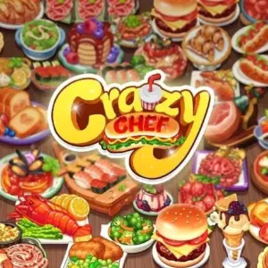 Mô tả hình ảnh về giao diện game Crazy Chef với đồ họa tươi sáng, bắt mắt.