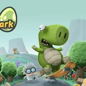 Mô tả hình ảnh: Giao diện game Crazy Dino Park với hình ảnh khủng long hoạt hình đáng yêu.