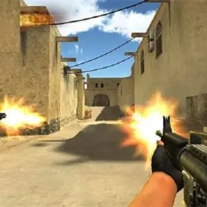 Mô tả hình ảnh: Giao diện chính của game Critical Strike với hình ảnh nhân vật chiến binh được trang bị đầy đủ vũ khí.