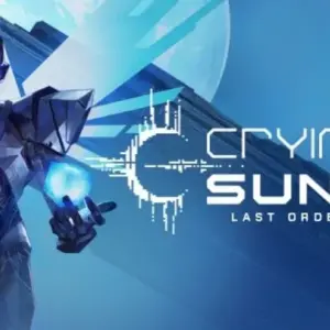 Mô tả hình ảnh: Giao diện chính của game Crying Suns với hình ảnh một con tàu vũ trụ và không gian bao la