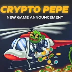 Mô tả hình ảnh: Giao diện game Crypto PEPE với hình ảnh chú ếch Pepe nổi bật.