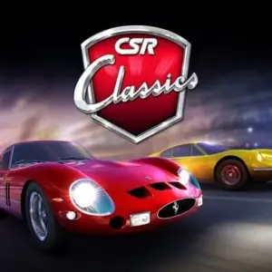 Mô tả hình ảnh: Giao diện game CSR Classics với một chiếc xe cổ đang chuẩn bị xuất phát