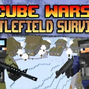 Mô tả hình ảnh: Hình ảnh giới thiệu game Cube Wars Battle Survival với đồ họa khối vuông đặc trưng