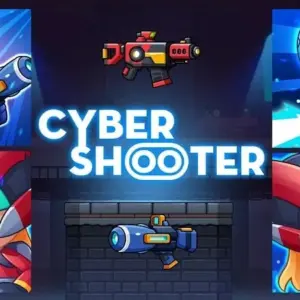 Mô tả hình ảnh: Banner game Metal Gun với hình ảnh nhân vật chính đang chiến đấu với robot
