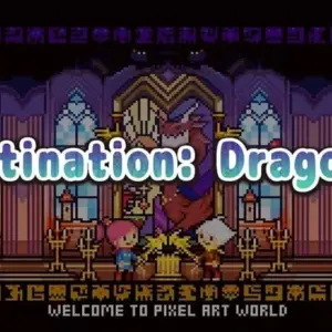 Mô tả hình ảnh: Giao diện game Destination: Dragons! với hình ảnh một con rồng đầy màu sắc