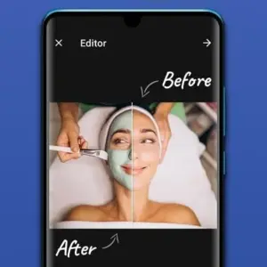 Mô tả hình ảnh: Giao diện ứng dụng Diff Before After với các tính năng chỉnh sửa video.
