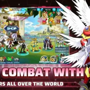 Mô tả ảnh: Giao diện chiến đấu trong game Digital Genesis với hình ảnh robot chiến đấu hoành tráng.