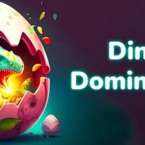 Mô tả ảnh: Hình ảnh gameplay Dino Domination với một chú khủng long đang săn mồi