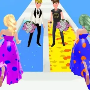 Mô tả hình ảnh: Giao diện game Doll Designer với một em búp bê xinh xắn đang được tạo hình.