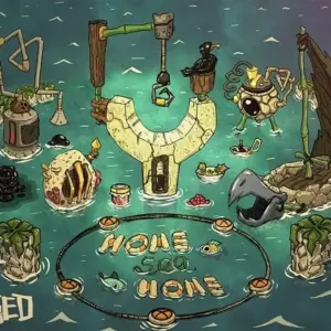 Mô tả hình ảnh: Giao diện game Don't Starve: Shipwrecked với nhân vật chính đang đứng trên một bãi biển.