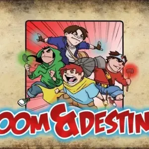 Mô tả hình ảnh: Giao diện game Doom & Destiny với bốn nhân vật chính.