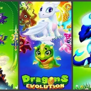mô tả hình ảnh: giao diện game Dragons Evolution với hình ảnh một chú rồng