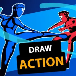 Mô tả hình ảnh: Giao diện game Draw Action với nhân vật chính